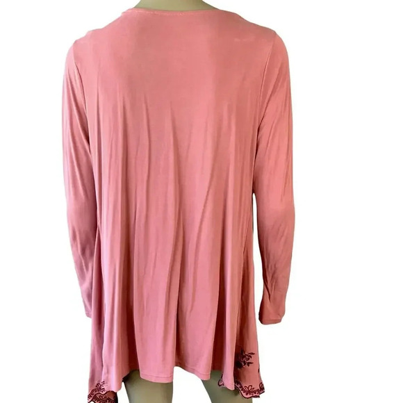 Mi ami Francescas Asymmetrical Embroidered Open Cardigan Tunic Sweater  M Rose - Picture 3 of 16